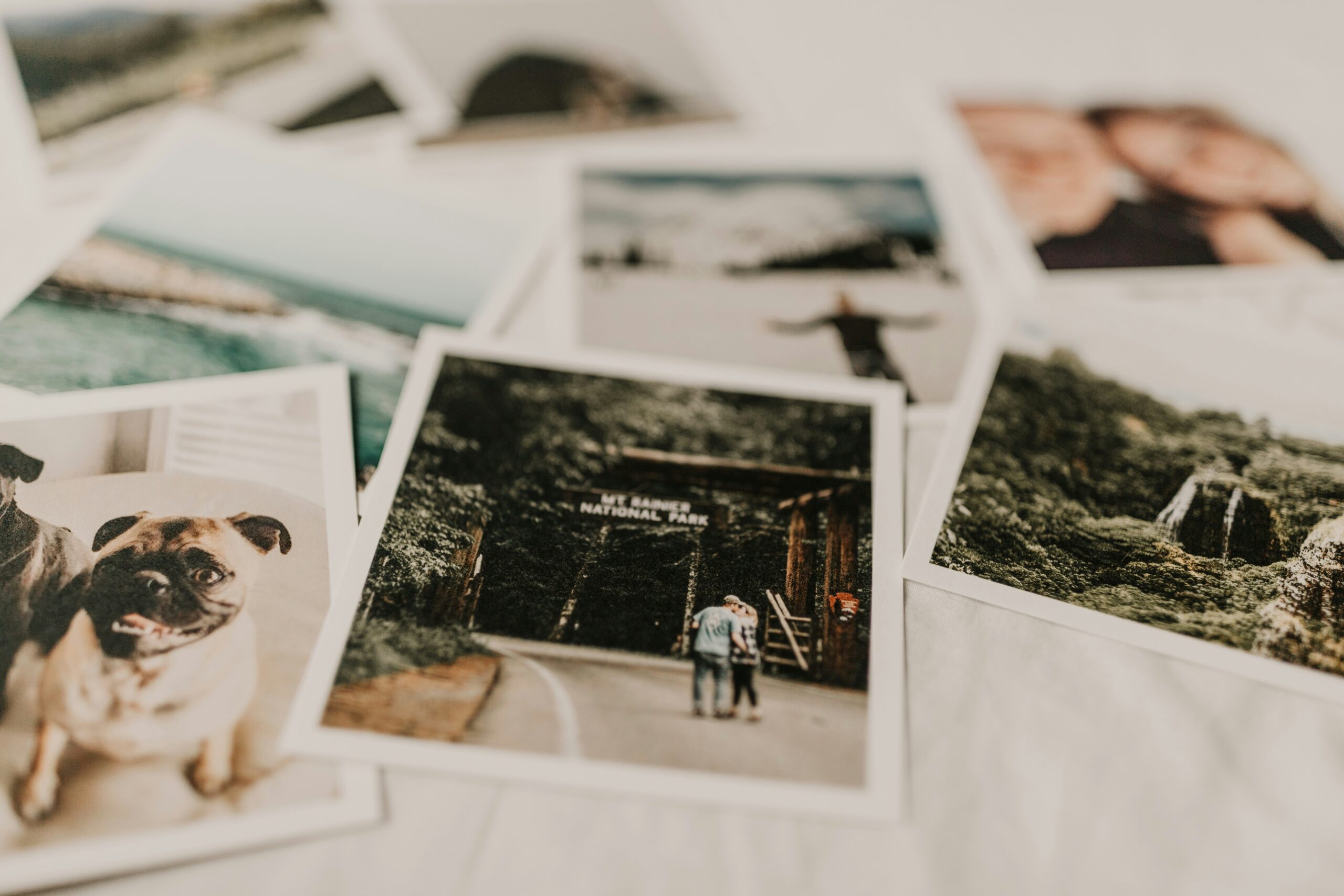 couple walking and kissing in a Polaroid photo